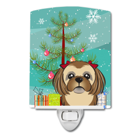 Christmas Tree and Dog Ceramic Night Light (Color: Shih Tzu - Chocolate, size: 4 x 6)