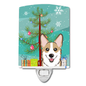 Christmas Tree and Dog Ceramic Night Light (Color: Corgi - Sable, size: 4 x 6)