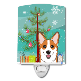 Christmas Tree and Dog Ceramic Night Light (Color: Corgi - Red, size: 4 x 6)