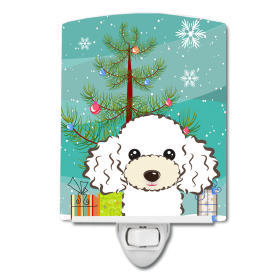 Christmas Tree and Dog Ceramic Night Light (Color: Poodle - White, size: 4 x 6)