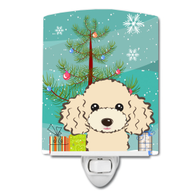 Christmas Tree and Dog Ceramic Night Light (Color: Poodle - Buff, size: 4 x 6)