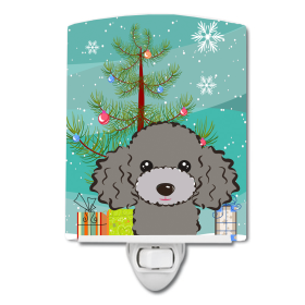Christmas Tree and Dog Ceramic Night Light (Color: Poodle - Silver, size: 4 x 6)