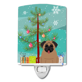Christmas Tree and Dog Ceramic Night Light (Color: Pug - Brown Dark, size: 4 x 6)