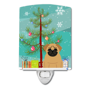 Christmas Tree and Dog Ceramic Night Light (Color: Pug - Brown, size: 4 x 6)