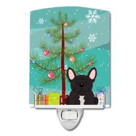Christmas Tree and Dog Ceramic Night Light (Color: French Bulldog - Brindle, size: 4 x 6)
