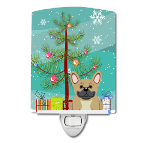 Christmas Tree and Dog Ceramic Night Light (Color: French Bulldog - Cream, size: 4 x 6)