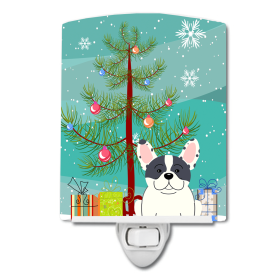 Christmas Tree and Dog Ceramic Night Light (Color: French Bulldog - Piebald, size: 4 x 6)