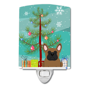 Christmas Tree and Dog Ceramic Night Light (Color: French Bulldog - Brown, size: 4 x 6)