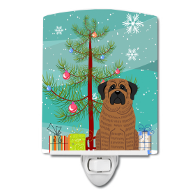 Christmas Tree and Dog Ceramic Night Light (Color: Mastiff - Brindle, size: 4 x 6)