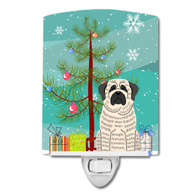 Christmas Tree and Dog Ceramic Night Light (Color: Mastiff - Brindle and White, size: 4 x 6)