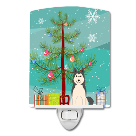 Christmas Tree and Dog Ceramic Night Light (Color: West Siberian Laika Spitz, size: 4 x 6)