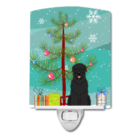 Christmas Tree and Dog Ceramic Night Light (Color: Black Russian Terrier, size: 4 x 6)