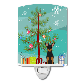 Christmas Tree and Dog Ceramic Night Light (Color: Manchester Terrier, size: 4 x 6)