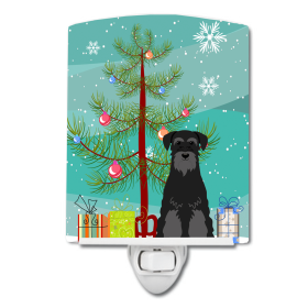 Christmas Tree and Dog Ceramic Night Light (Color: Schnauzer - Standard - Black, size: 4 x 6)