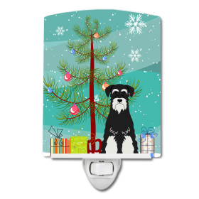 Christmas Tree and Dog Ceramic Night Light (Color: Schnauzer - Standard - Salt and Pepper, size: 4 x 6)
