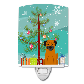 Christmas Tree and Dog Ceramic Night Light (Color: Border Terrier, size: 4 x 6)