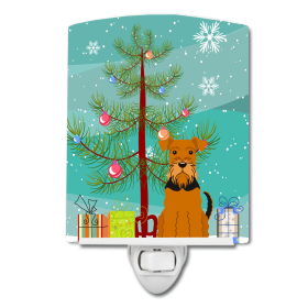 Christmas Tree and Dog Ceramic Night Light (Color: Airedale Terrier, size: 4 x 6)