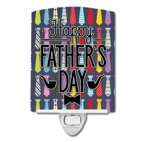 H Styles Ceramic Night Light (Color: Happy Father's Day Neckties Bright, size: 4 x 6)