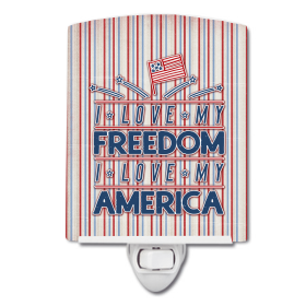 F Styles Ceramic Night Light (Color: Freedom I Love America, size: 4 x 6)