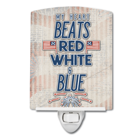 M Styles Ceramic Night Light (Color: My Heart Beats Red White and Blue, size: 4 x 6)