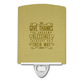 G Styles Ceramic Night Light (Color: Give Thanks Blessings, size: 4 x 6)