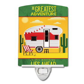 G Styles Ceramic Night Light (Color: Greatest Adventure Retro Camper Desert, size: 4 x 6)