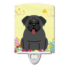 E Styles Ceramic Night Light (Color: Pug - Black, size: 4 x 6)
