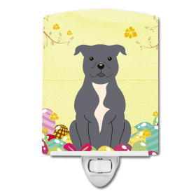 E Styles Ceramic Night Light (Color: Staffordshire Bull Terrier - Blue, size: 4 x 6)