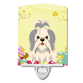 E Styles Ceramic Night Light (Color: Shih Tzu - Silver and White, size: 4 x 6)