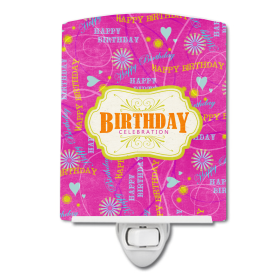H Styles Ceramic Night Light (Color: Happy Birthday Pink, size: 4 x 6)