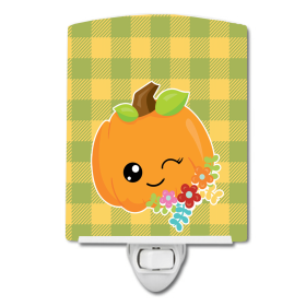 M Styles Ceramic Night Light (Color: Winky Pumpkin, size: 4 x 6)