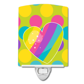 M Styles Ceramic Night Light (Color: Rainbow Heart, size: 4 x 6)
