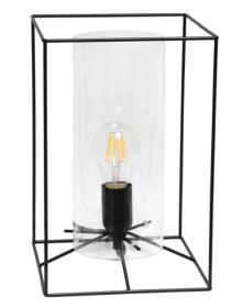 Lalia Home Framed Table Lamp with Clear Cylinder Glass Shade (Color: Black/Clear, size: large)