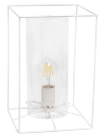 Lalia Home Framed Table Lamp with Clear Cylinder Glass Shade (Color: White/Clear, size: large)
